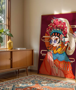 Illustration élégante de personnage d'opéra chinois aux couleurs vives