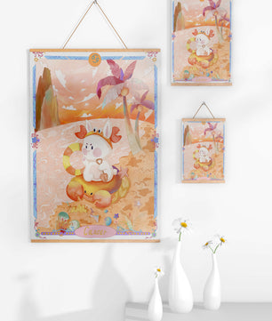 Charming Zodiac Cancer Illustration with Cartoon Bunny on a Beach