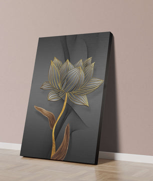 Golden Lotus Flower On Abstract Grey Background - Mi tienda