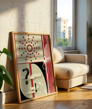 Design géométrique abstrait avec des éléments rétro et des symboles audacieux