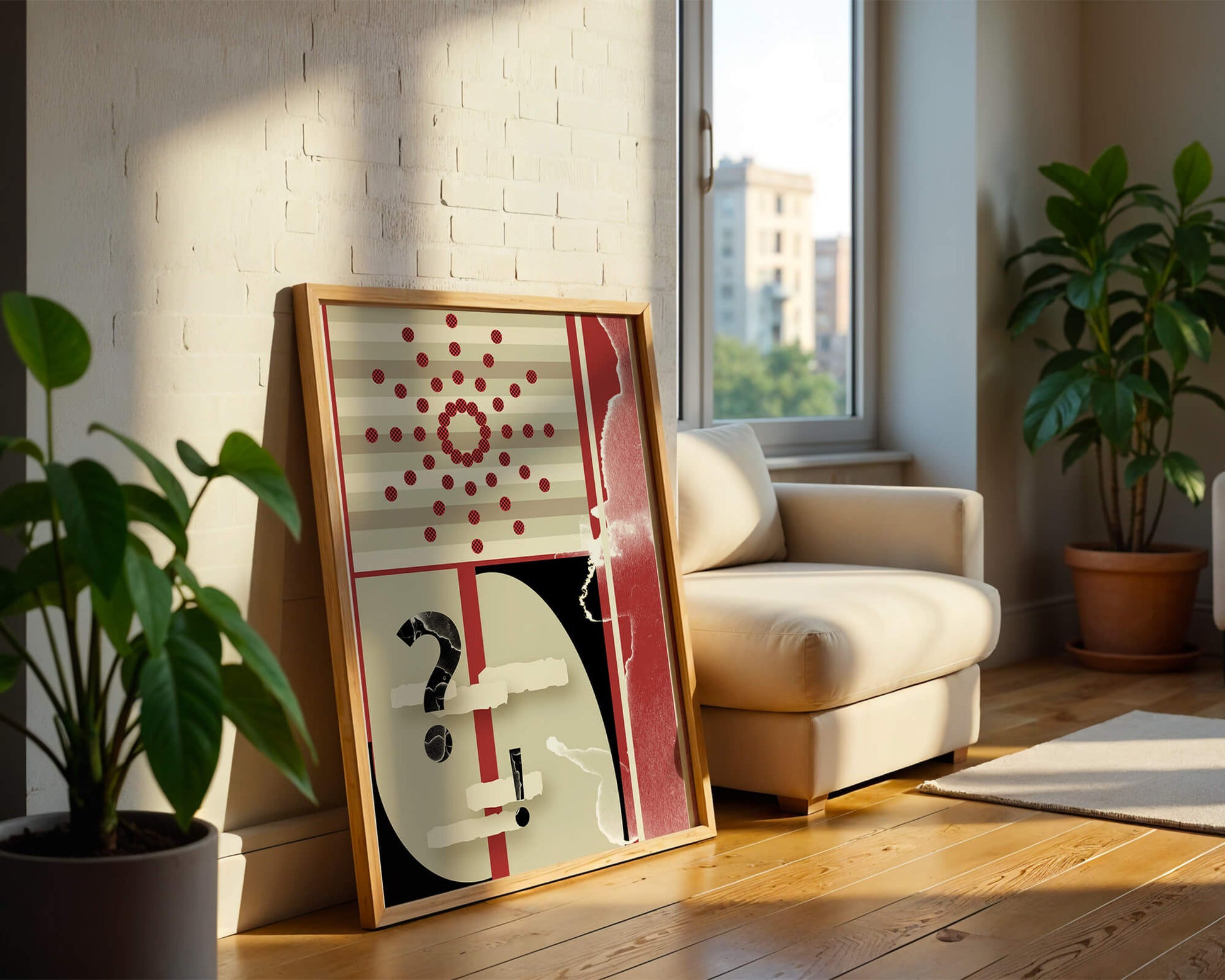 Design géométrique abstrait avec des éléments rétro et des symboles audacieux
