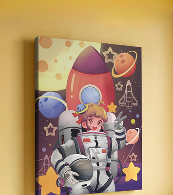 Astronaut Girl Illustration with Space Theme