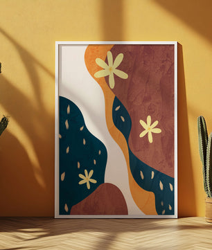 Abstract Floral Composition with Bold Colors and Textures
