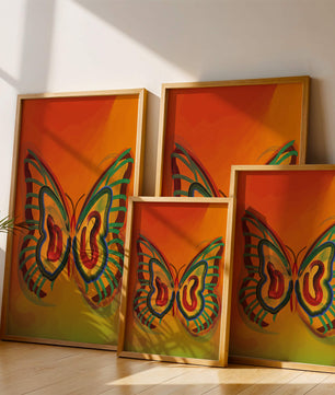 Vibrant butterfly depiction with colorful abstract background