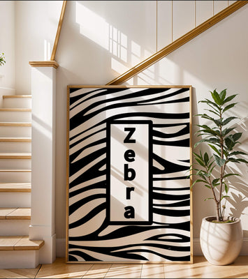 Elegant zebra print design with bold text accent