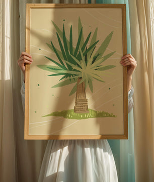 Illustrated tropical yucca plant with a textured background