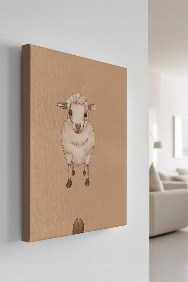 Ilustración de una oveja adorable sobre un fondo texturizado