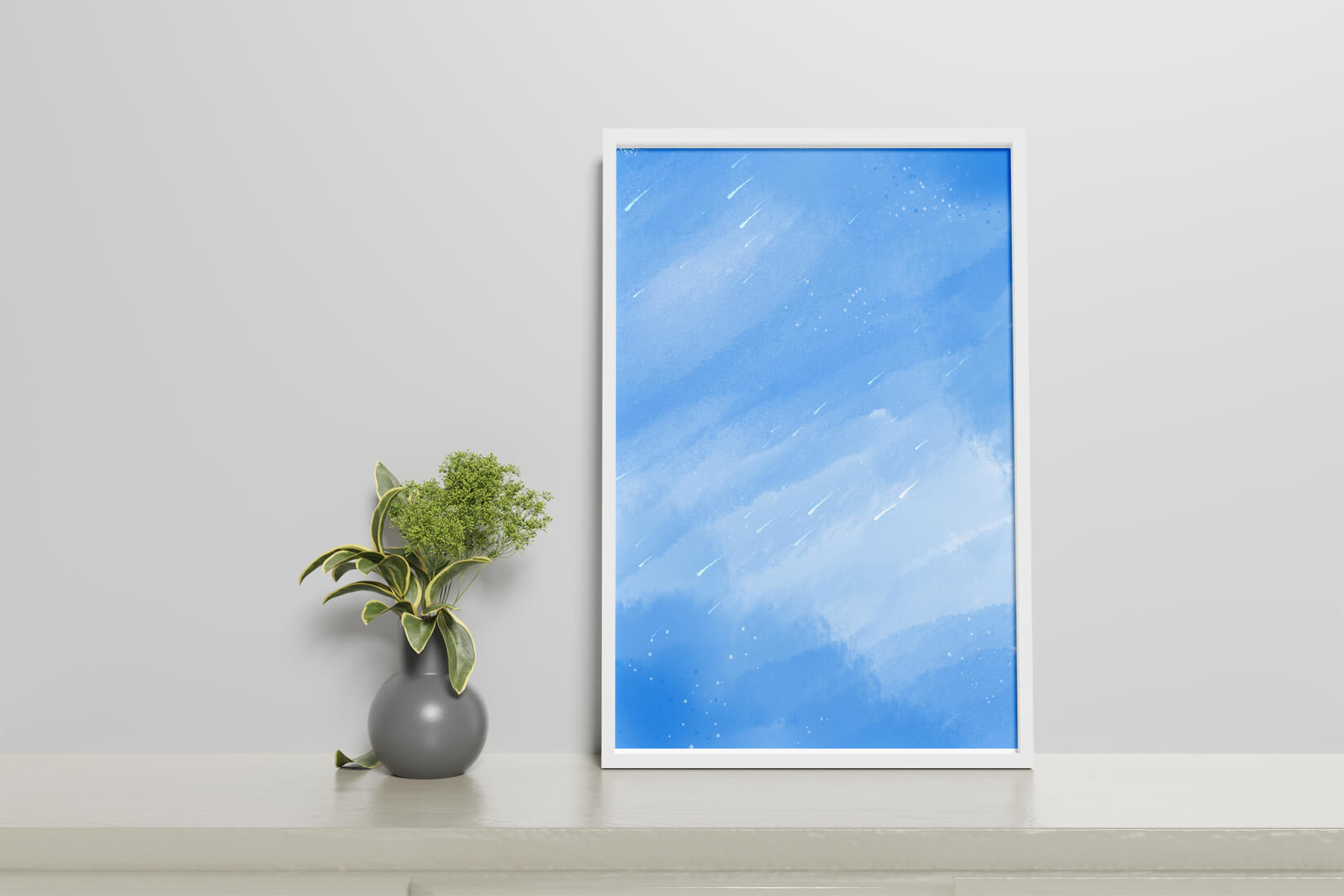 Fondo de acuarela azul tranquilo con rayas y puntos claros