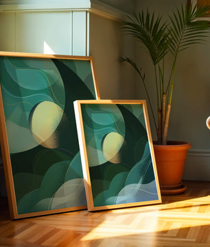 Formas fluidas abstractas verdes y azules con efecto degradado