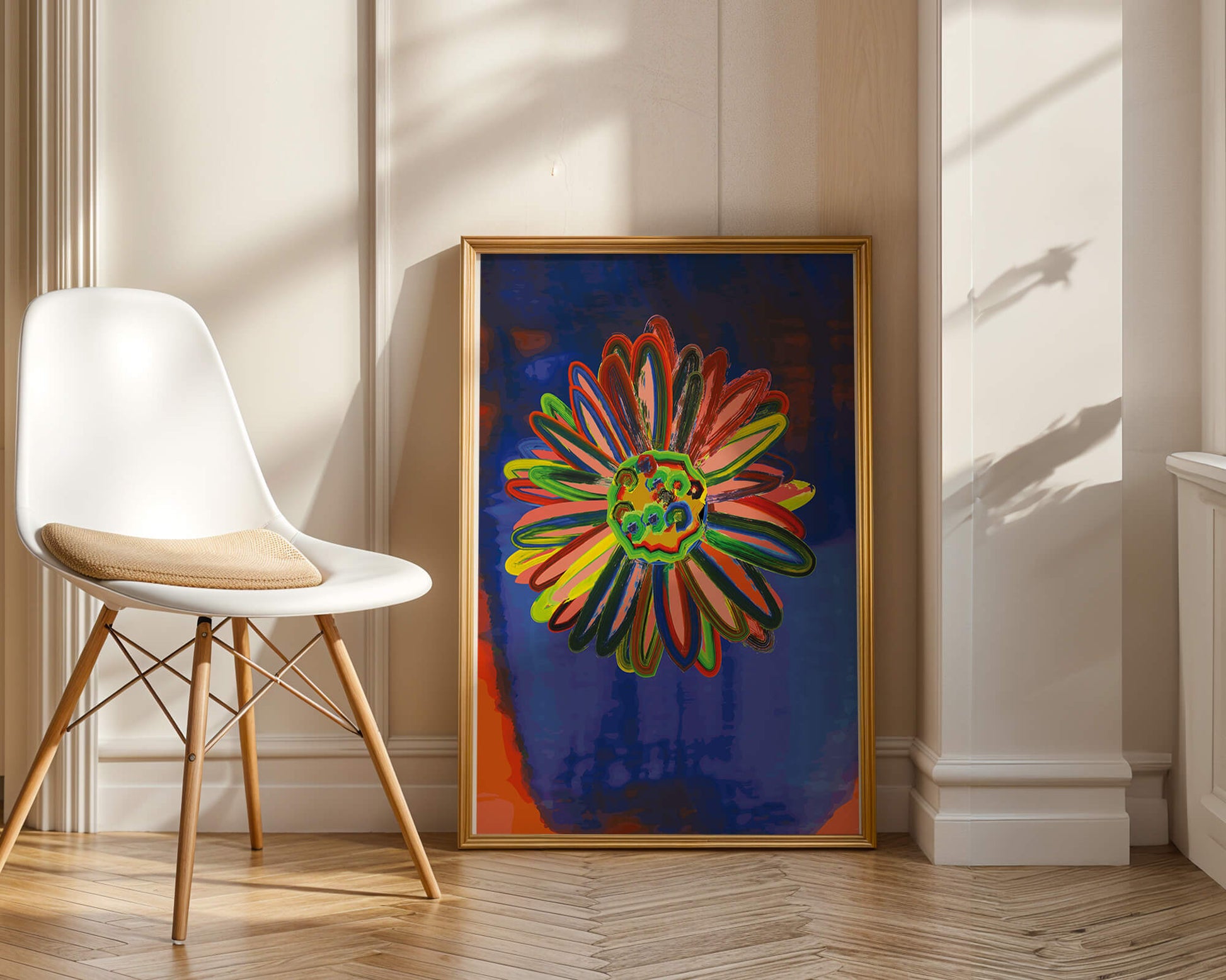 Arte floral abstracto colorido con pinceladas dinámicas
