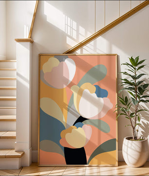 Colorful abstract shapes with soft pastel tones