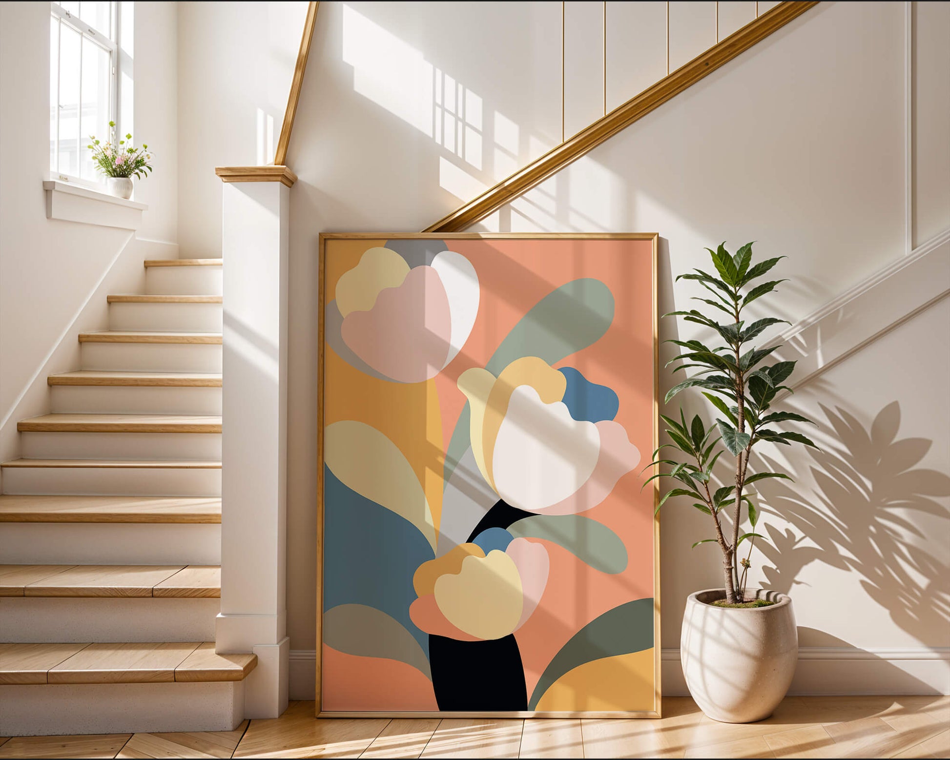 Colorful abstract shapes with soft pastel tones