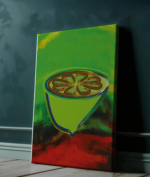 Pintura digital abstracta de lima vibrante sobre fondo multicolor