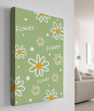 Estampado floral con margaritas sobre fondo verde