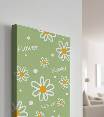 Floral pattern with daisies on a green background