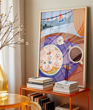 Charming Dumpling Faces on a Cozy Winter Table with Mountain View - Mi tienda