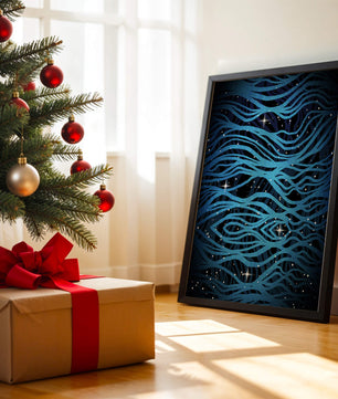 Abstract blue wave lines with starry night background