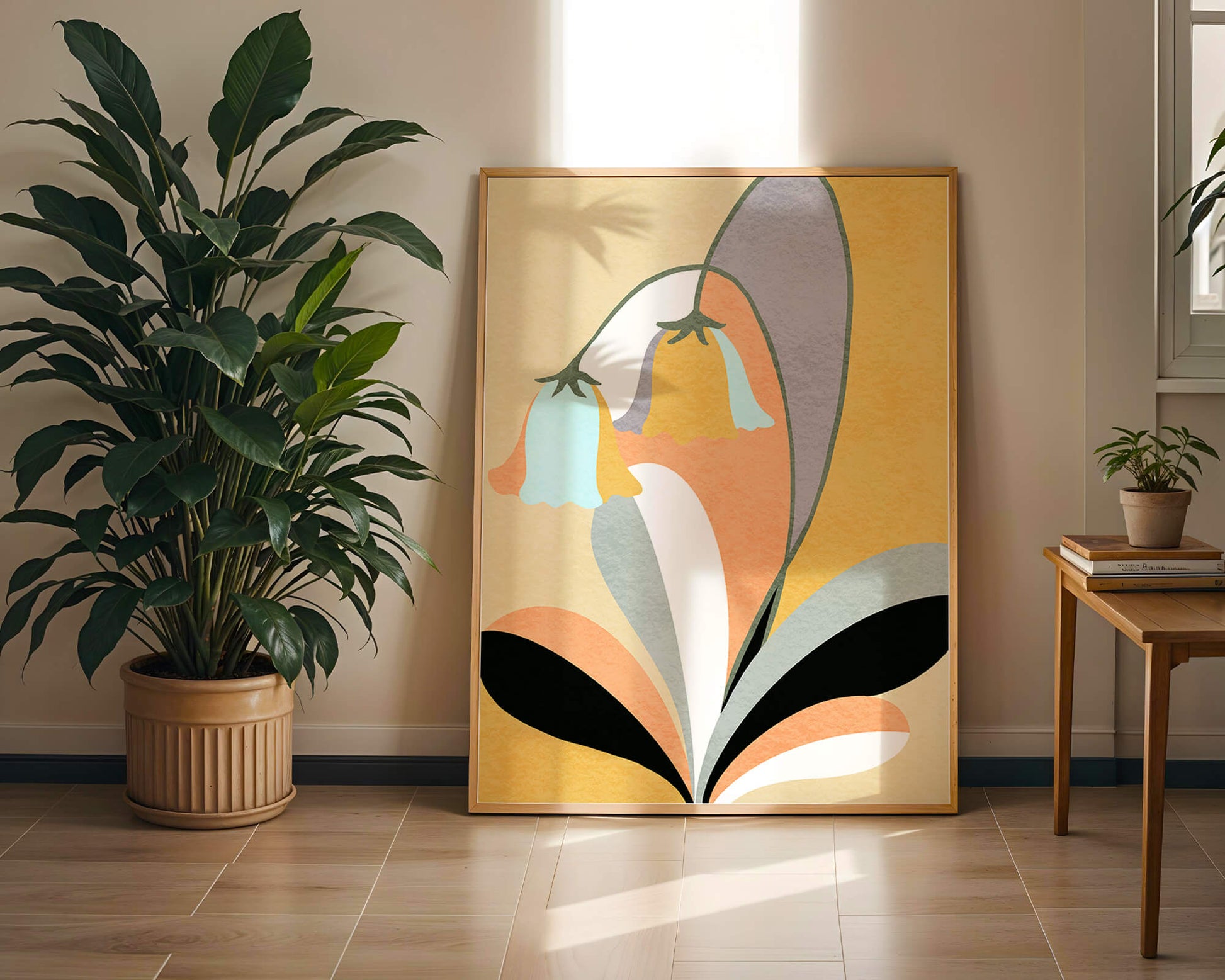 Abstract floral pattern with pastel colors and modern design