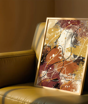 Pieza de arte abstracto colorida con trazos y salpicaduras audaces