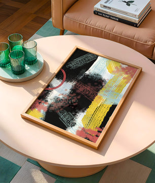 Abstract brush stroke art with vibrant colors on textured background