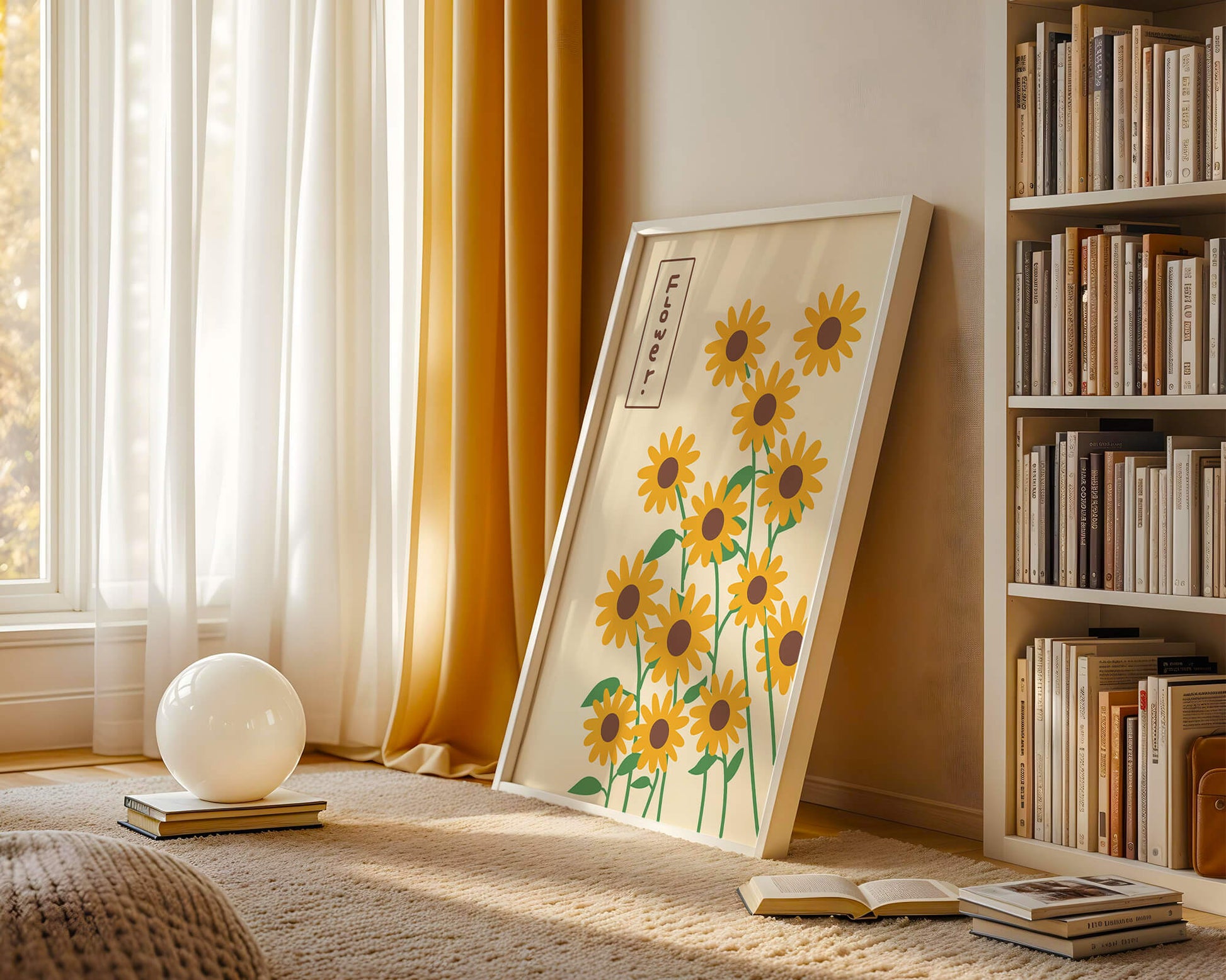 Sunflower illustration on a beige background
