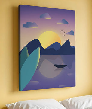 Coucher de soleil serein sur les montagnes avec reflet tranquille sur le lac
