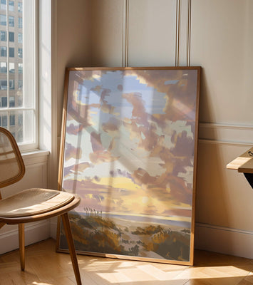 Serene landscape with morning sky and open fields