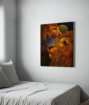 Majestic Lion Illustration in Cosmic Night Setting