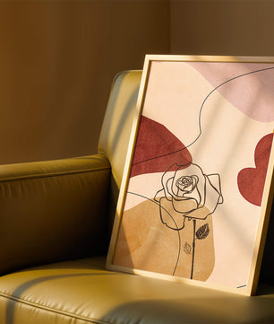 Abstract Line Art Rose with Earth Tones and Minimalist Design - Mi tienda