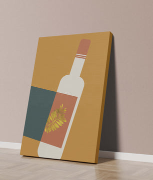 Modern Abstract Wine Bottle With Golden Leaf Design - Mi tienda