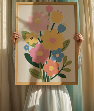 Ramo ilustrado de flores coloridas