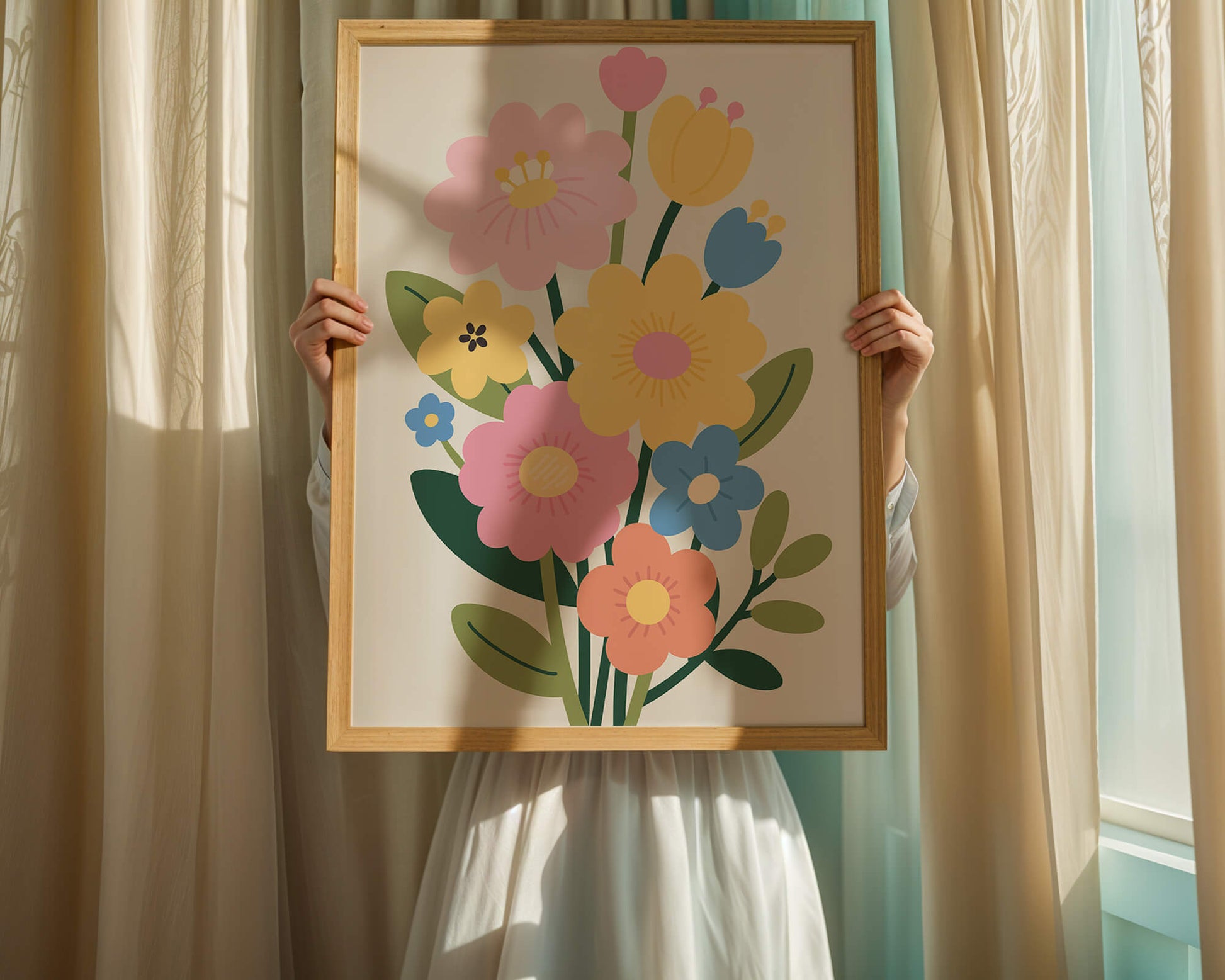 Ramo ilustrado de flores coloridas