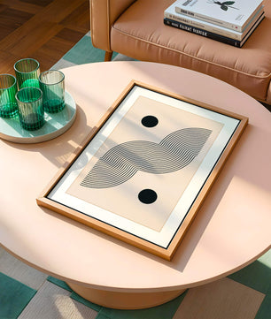 Abstract Minimalist Art with Black Wavy Lines and Circles - Mi tienda