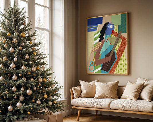 Colorful abstract geometric art with musical theme