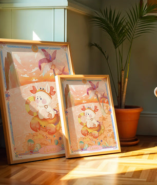 Charming Zodiac Cancer Illustration with Cartoon Bunny on a Beach