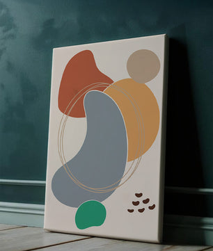 Abstract geometric art with colorful organic shapes and lines