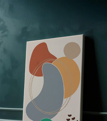 Abstract geometric art with colorful organic shapes and lines