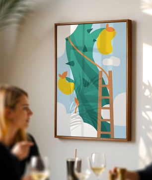 Illustration Of Jack And The Beanstalk With Ladder And Clouds - Mi tienda