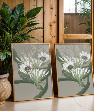 Beautiful botanical illustration of white blooming flowers with green leaves