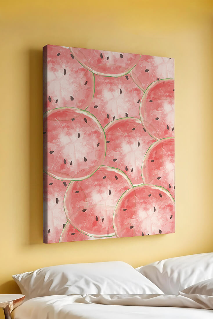 Watercolor watermelon slice pattern full of vibrant summer vibes