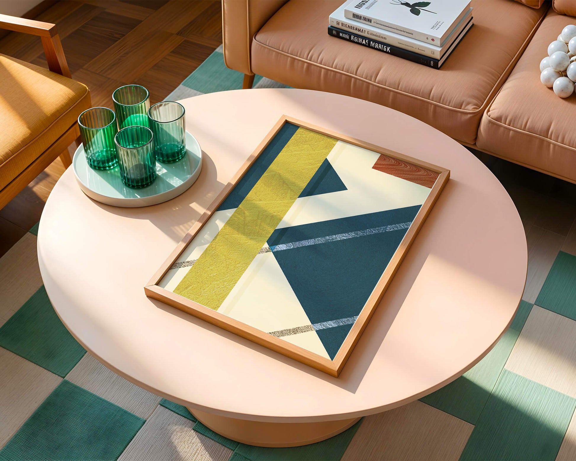 Contemporary abstract geometric art with vibrant colors
