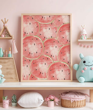 Watercolor watermelon slice pattern full of vibrant summer vibes