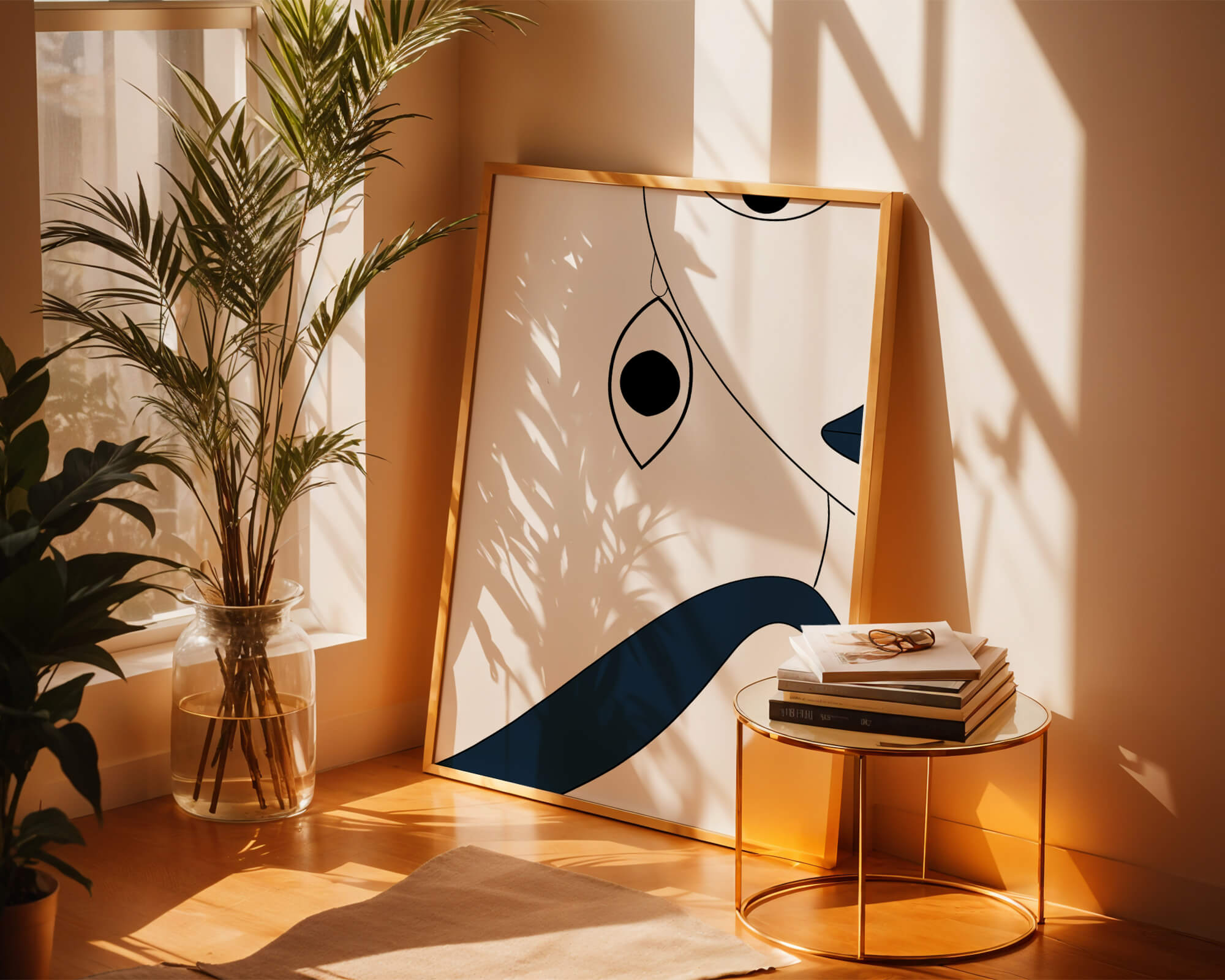 Abstract Minimalist Art with Geometric Shapes and Earring Detail - Mi tienda