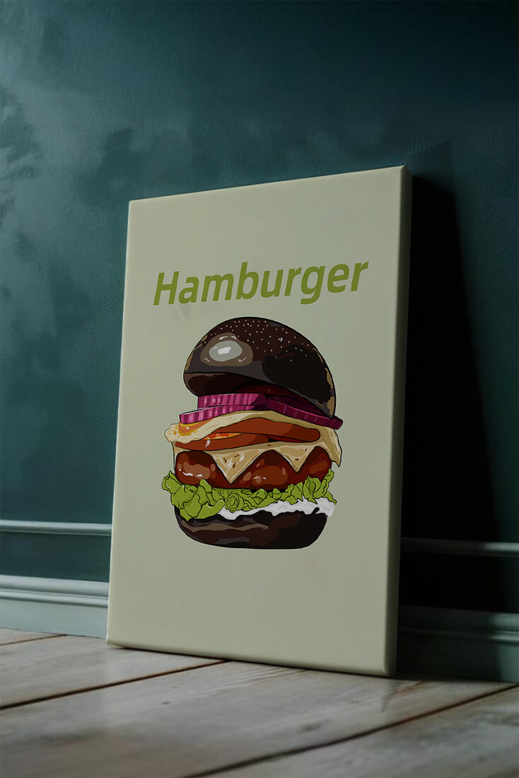 Delicious hamburger illustration with vibrant ingredients