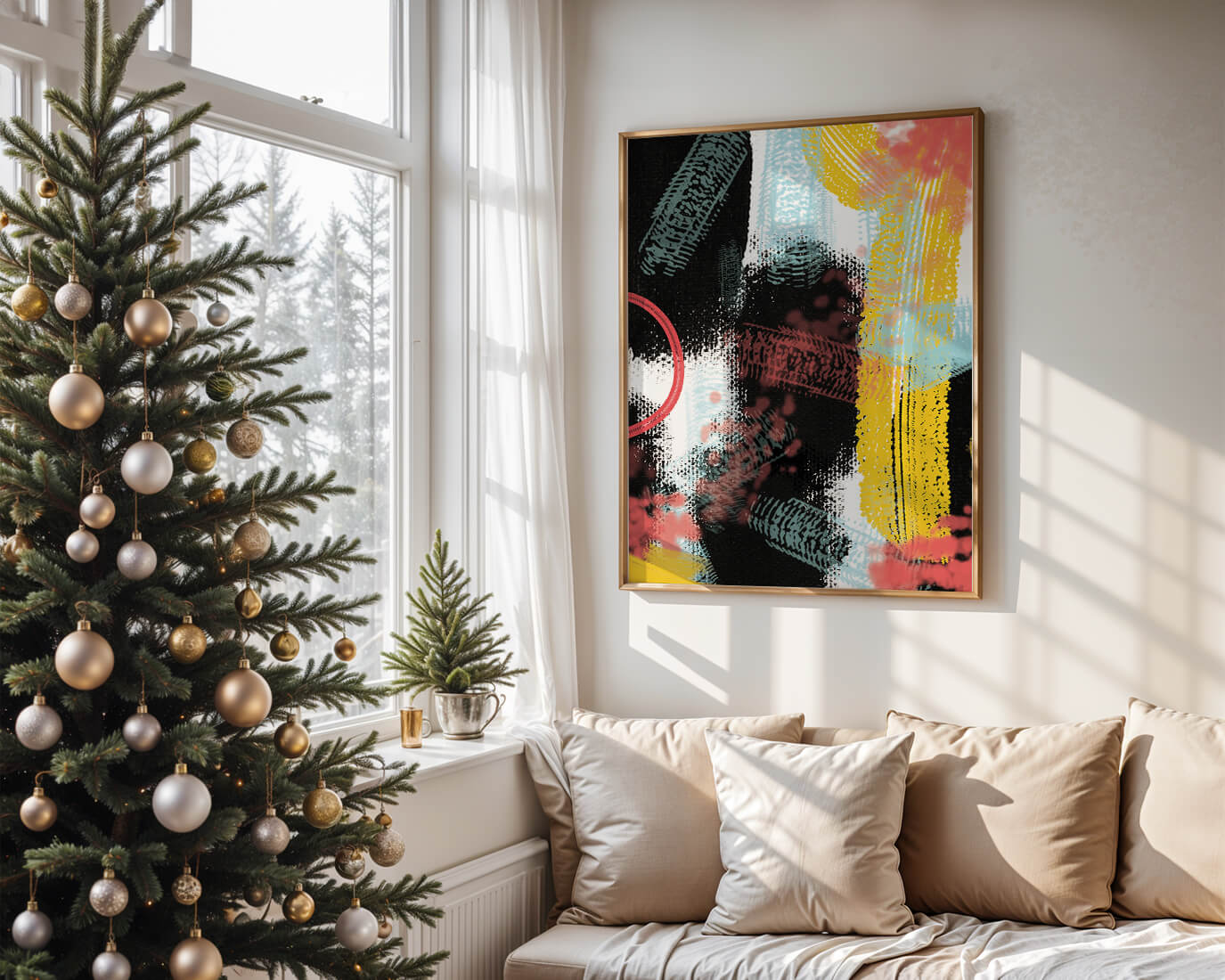 Vivid Abstract Art with Bold Colors and Expressive Brushstrokes