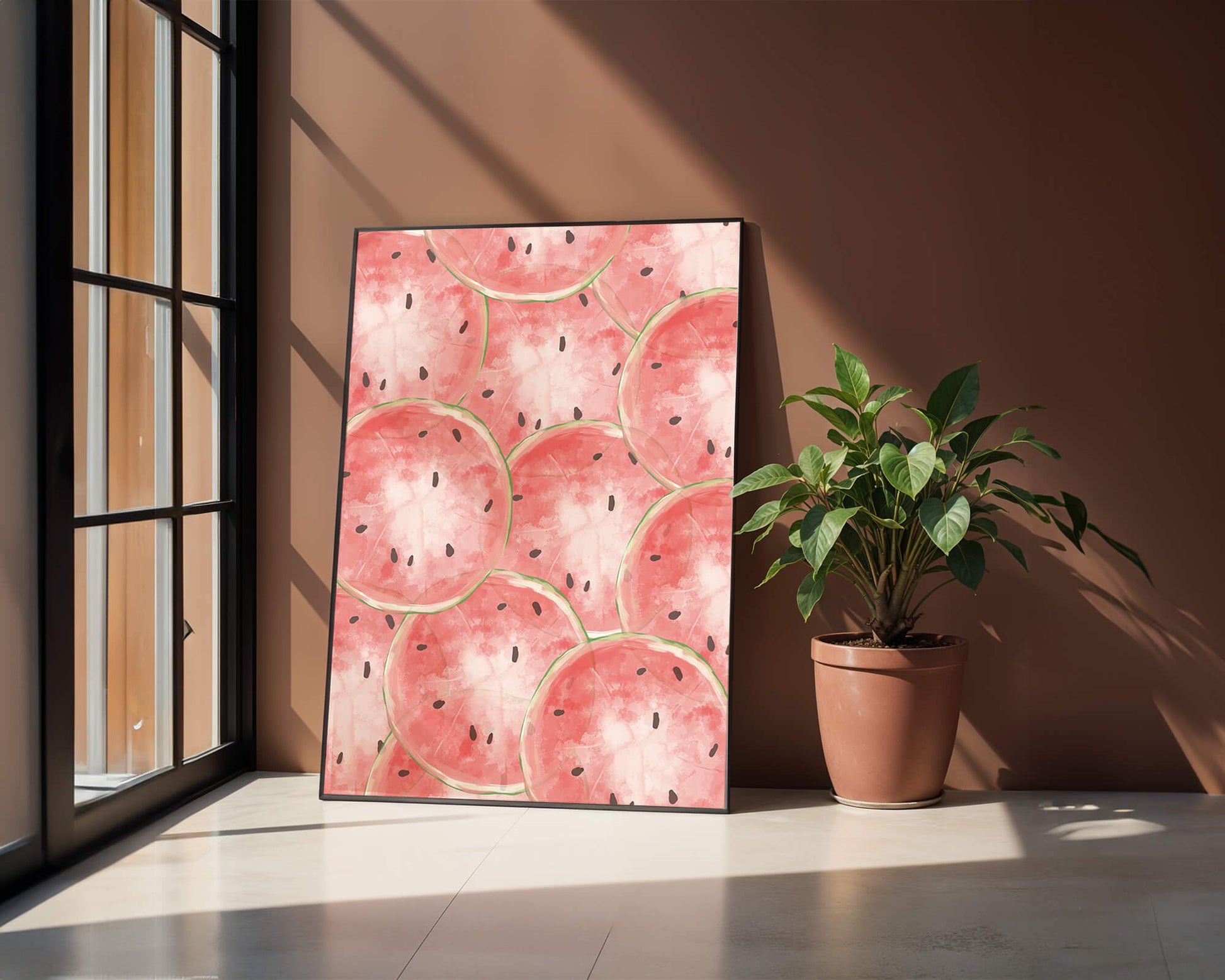 Watercolor watermelon slice pattern full of vibrant summer vibes