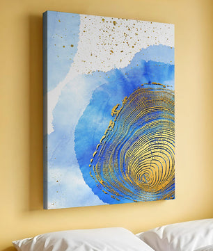 Abstract Watercolor Art with Gold Accents and Circular Pattern Design - Mi tienda
