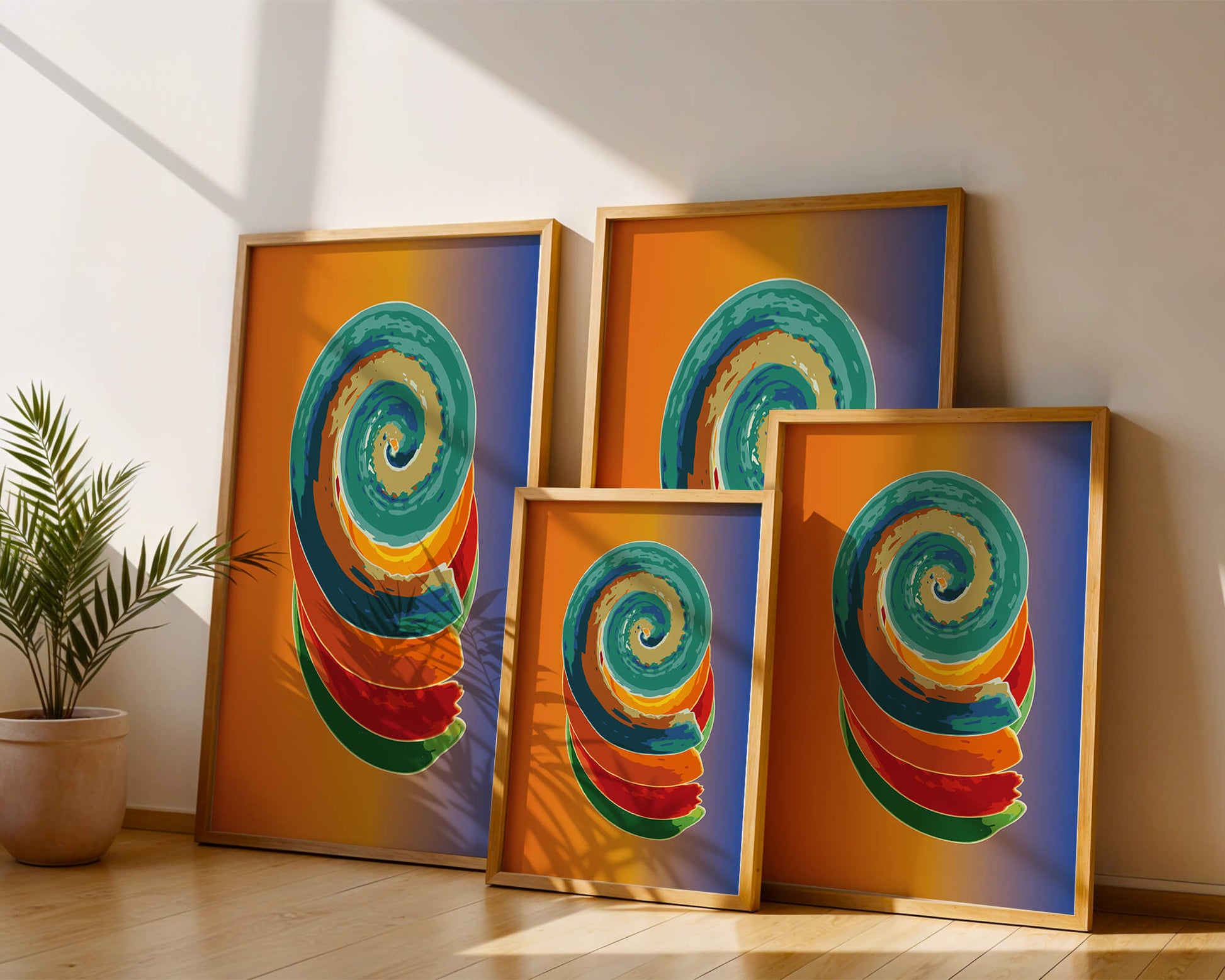 Bunte Spirale abstrakte Kunst mit lebendigem Farbverlauf Hintergrund
