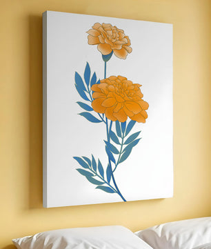 Elegante Illustration lebendiger Ringelblumen auf grünem Hintergrund