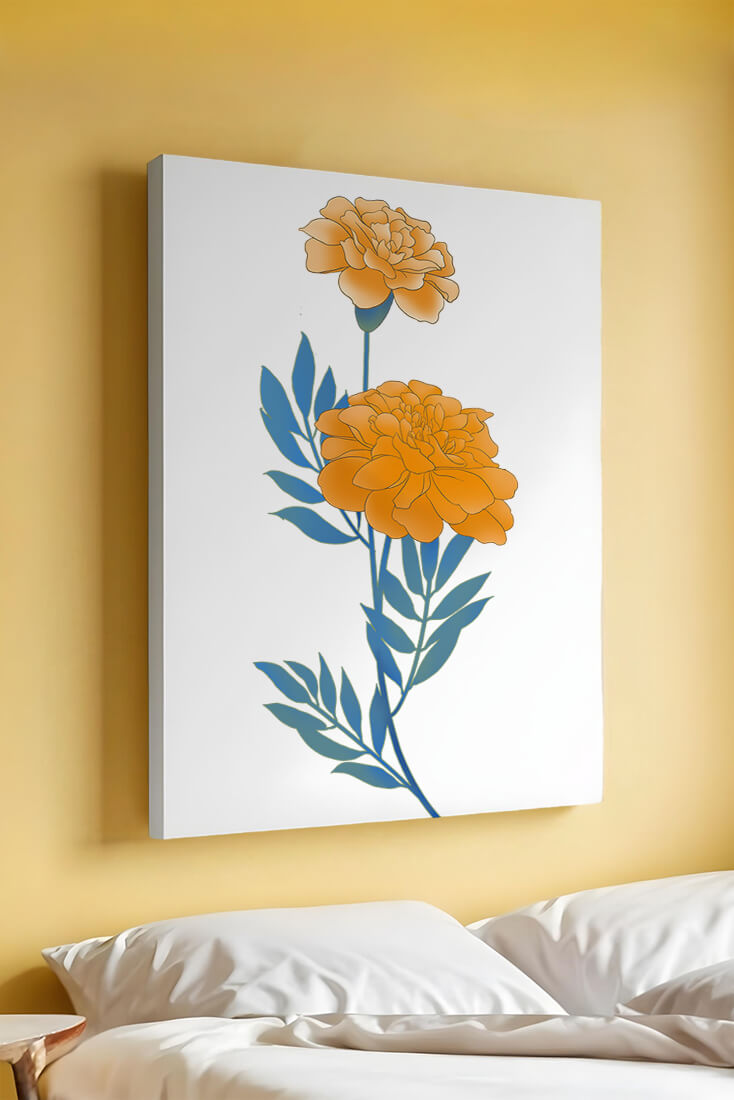 Elegante Illustration lebendiger Ringelblumen auf grünem Hintergrund
